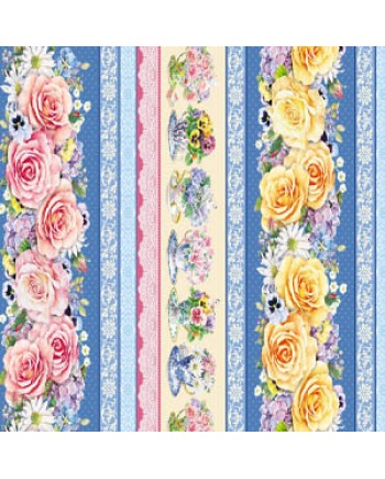 TEACUPS AND ROSES - BORDER STRIPE