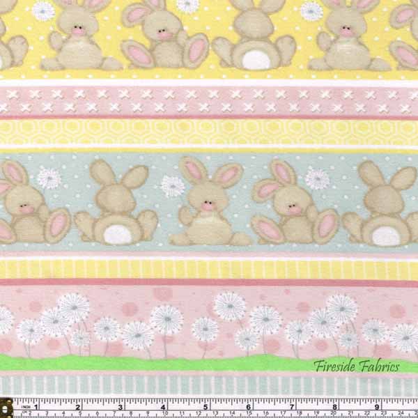 FLUFFY BUNNY - STRIPE - BRUSHED COTTON/FLANNEL PINK-YELLOW