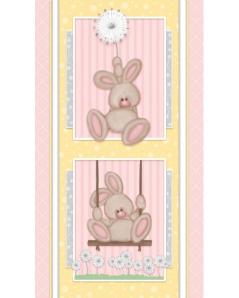 FLUFFY BUNNY PANEL - BRUSHED COTTON/FLANNEL - PINK