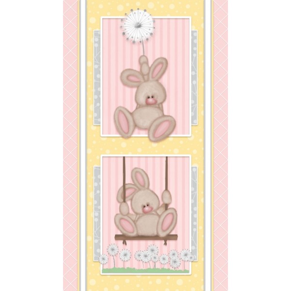 FLUFFY BUNNY PANEL - BRUSHED COTTON/FLANNEL - PINK