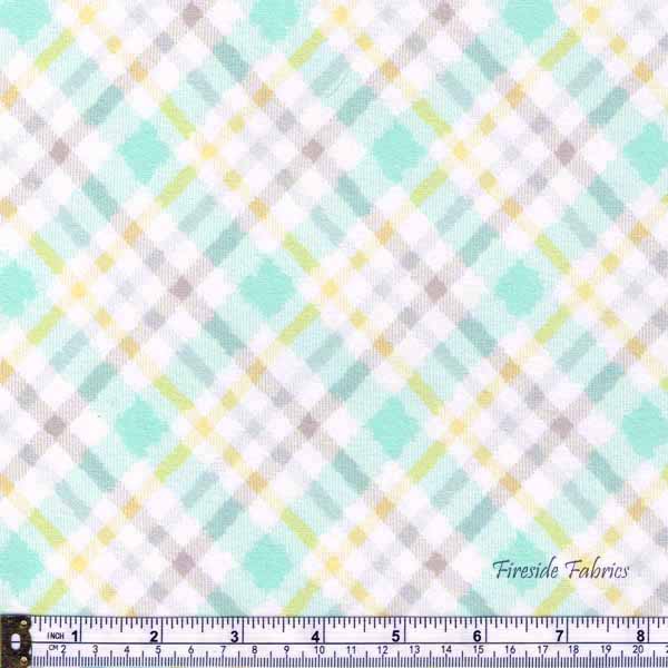 FLUFFY BUNNY CHECK - BRUSHED COTTON/FLANNEL AQUA
