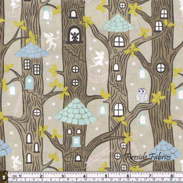 FAIRY LIGHTS - FAIRY HOUSES - NATURAL - GLOW IN THE DARK FABRIC