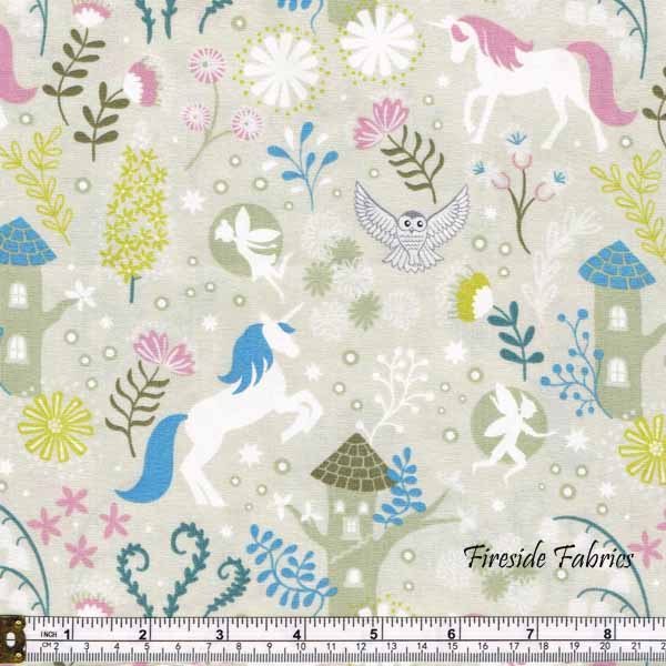 FAIRY LIGHTS - UNICORN FOREST - NATURAL - GLOW IN THE DARK FABRIC
