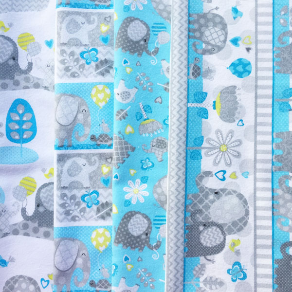 HELLO BABY- 4 FAT QUARTER PACK - BRUSHED COTTON - BLUE