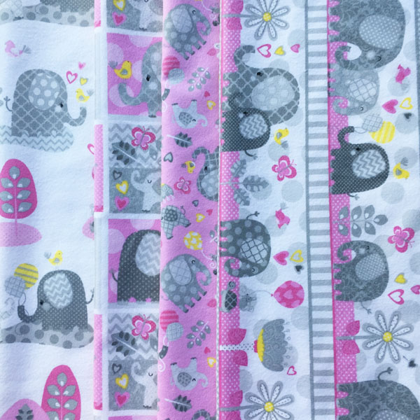 HELLO BABY - 4 FAT QUARTER PACK - BRUSHED COTTON - PINK
