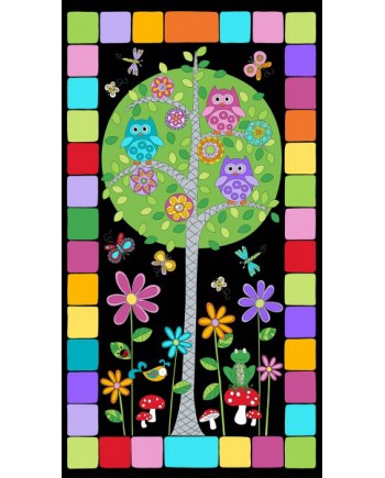 HOOT HOOT FAMILY TREE PANEL - BLACK