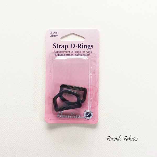 STRAP D-RINGS 25mm 2pcs - BLACK