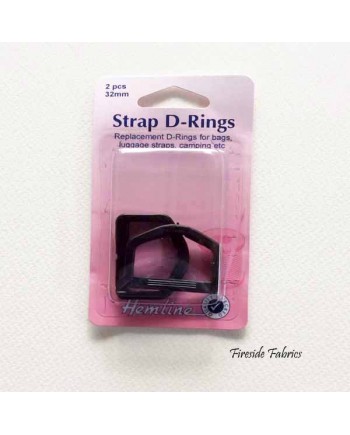 STRAP D-RINGS 32mm 2pcs - BLACK