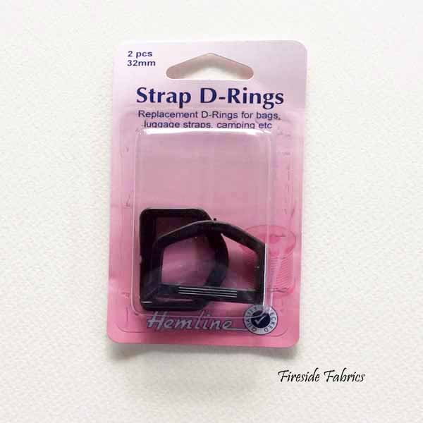 STRAP D-RINGS 32mm 2pcs - BLACK