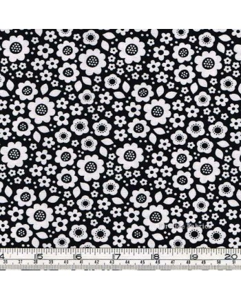DOT AND DASH - FLOWERS - ALLOVER - BLACK