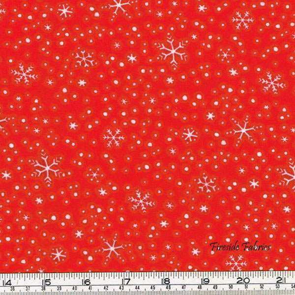 NORTH POLE GREETINGS - STARS - RED - BRUSHED COTTON/FLANNEL