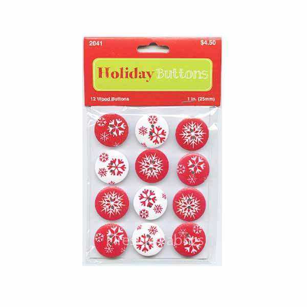 CHRISTMAS WOODEN BUTTONS - SNOWFLAKES