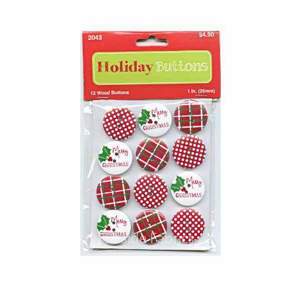 CHRISTMAS WOODEN BUTTONS - TRADITIONAL