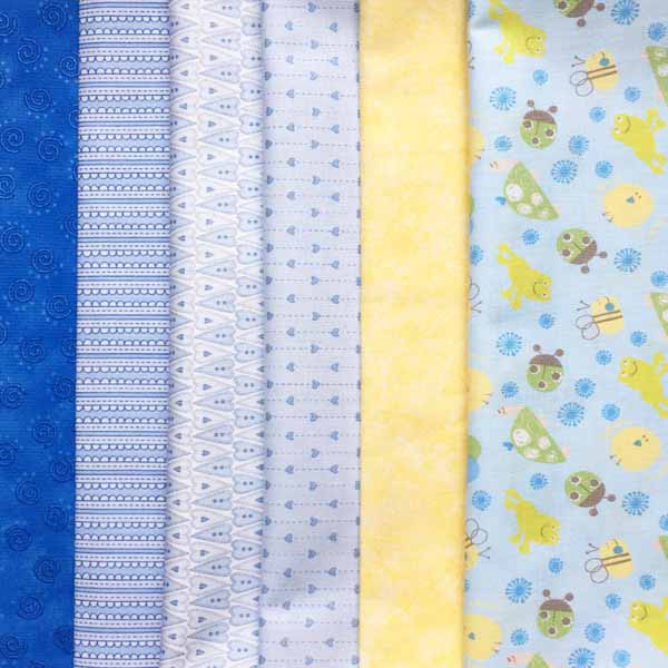 BABY BUGS - 6 FAT QUARTER PACK - BLUE